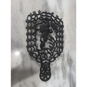 Virginia Metal-Crafter Cast Iron, Vintage Trivet 11", Girl Playing Ball With Dog